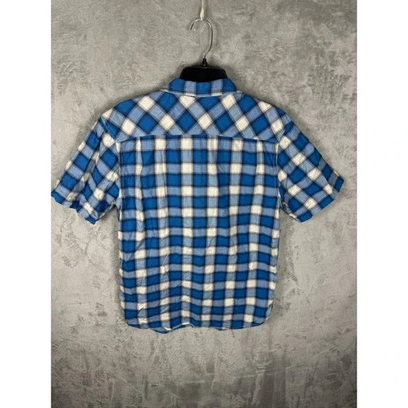 The North Face Shirt Mens M Button Up Blue Plaid Classic Fit Short Sleeve Oxford - Picture 3 of 8